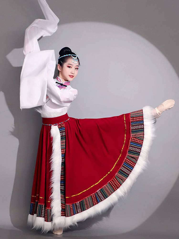 Children's Tibetan performances Tibetan Tibetan Ren Losuo Dance Performance Service Children's Water Sleeve Girl Dance Clothing