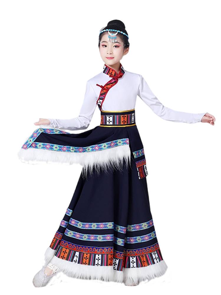 Children's Tibetan performances Tibetan Tibetan Ren Losuo Dance Performance Service Children's Water Sleeve Girl Dance Clothing
