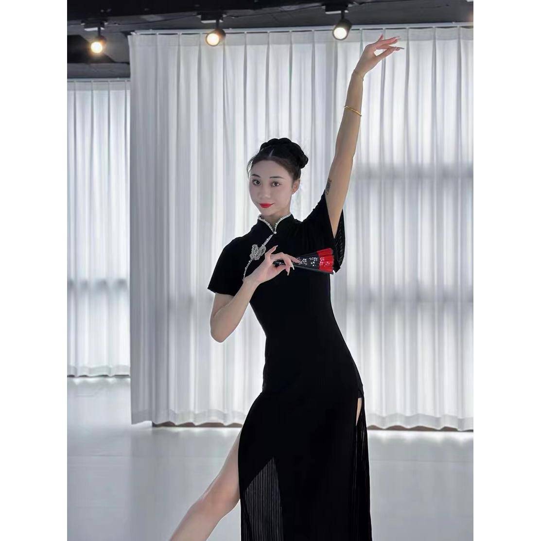 Xia classical dance cheongsam dance service Chinese ethnic style dance clothing, elastic body rhyme new practice performance clothing girl