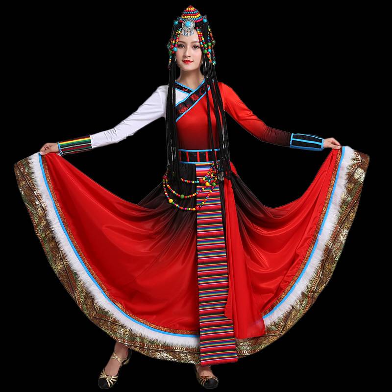 New Tibetan clothing female adult water sleeve dance performance clothing Tibetan large skirt minority performance clothing