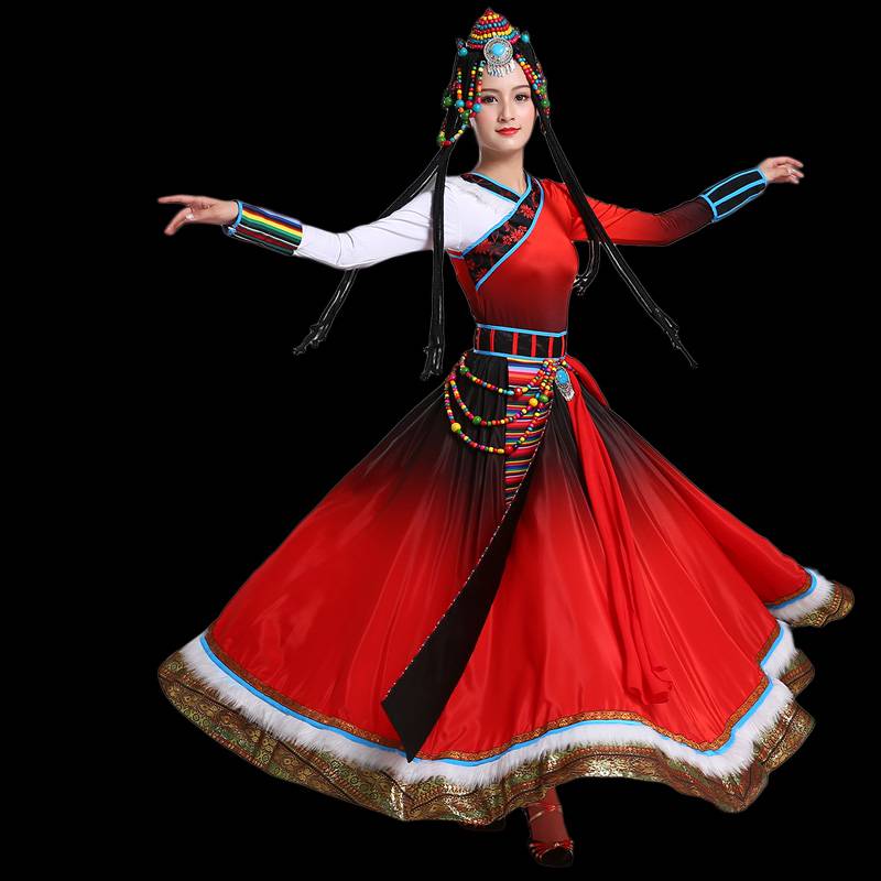 New Tibetan clothing female adult water sleeve dance performance clothing Tibetan large skirt minority performance clothing