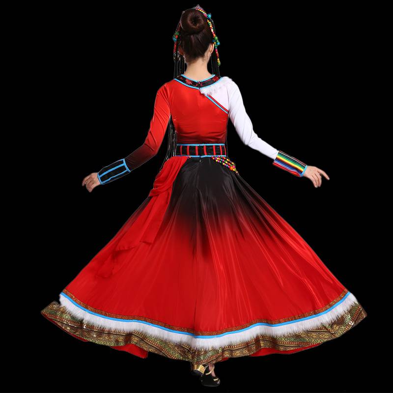 New Tibetan clothing female adult water sleeve dance performance clothing Tibetan large skirt minority performance clothing
