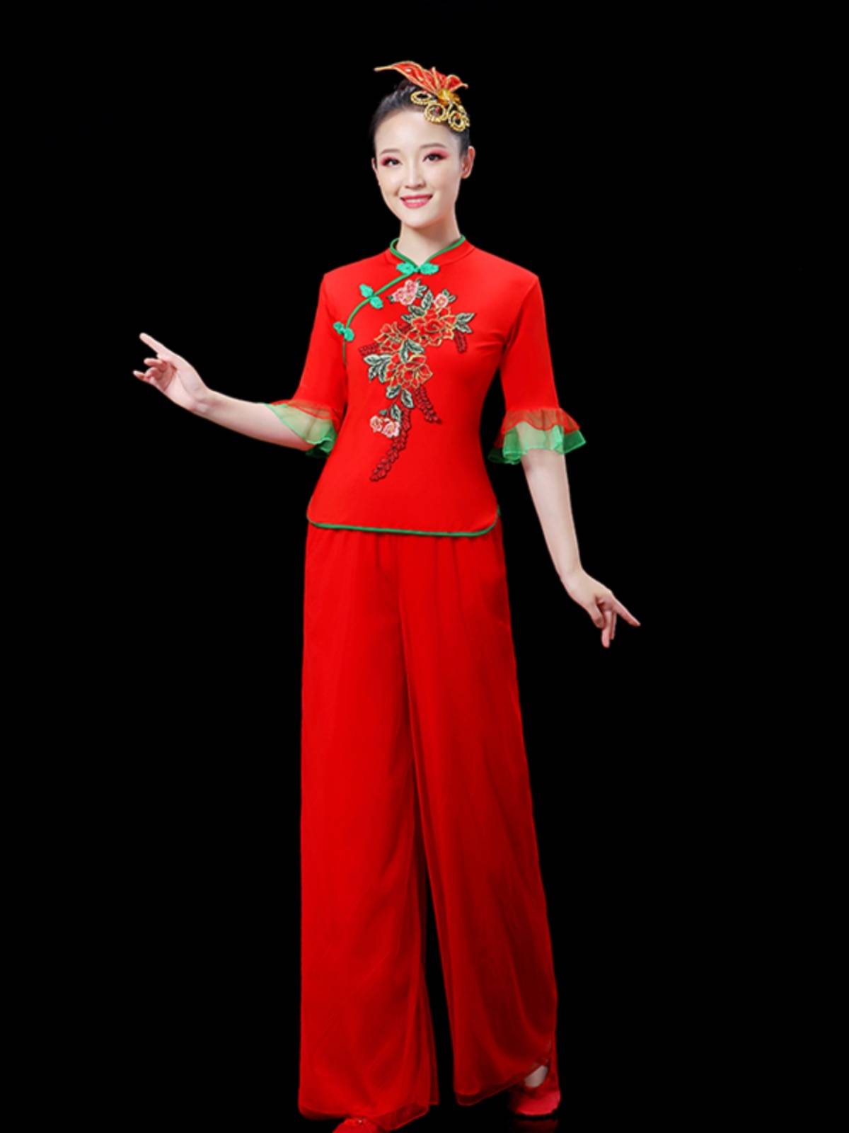 New Square Plaza Dance Clothing New Set Female Summer Middle Elderly Yangge Dance Fan Dance Performance Clothing
