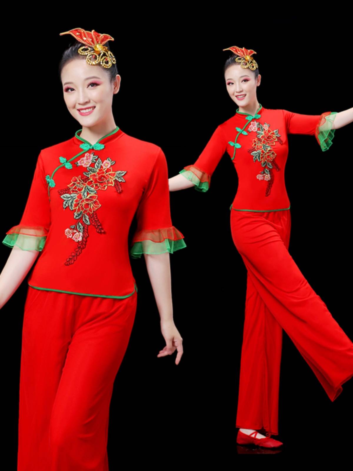 New Square Plaza Dance Clothing New Set Female Summer Middle Elderly Yangge Dance Fan Dance Performance Clothing