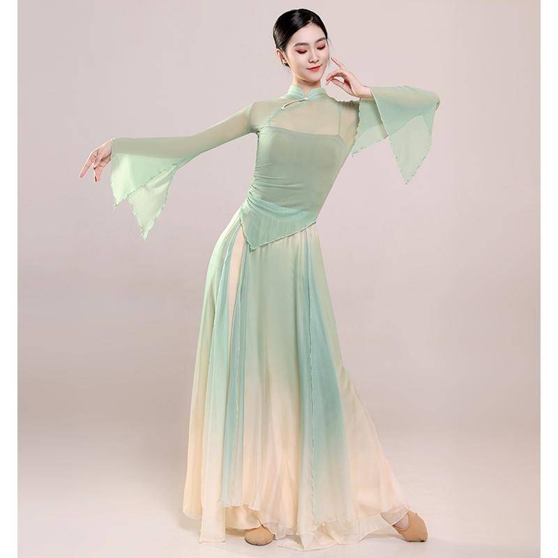 Classical dance clothing new elastic mesh tops, elegant yarn dress, practice clothes Chinese dance nation performance clothing