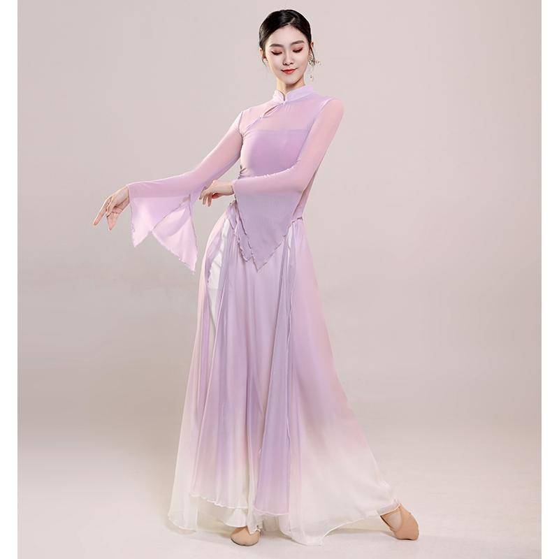 Classical dance clothing new elastic mesh tops, elegant yarn dress, practice clothes Chinese dance nation performance clothing
