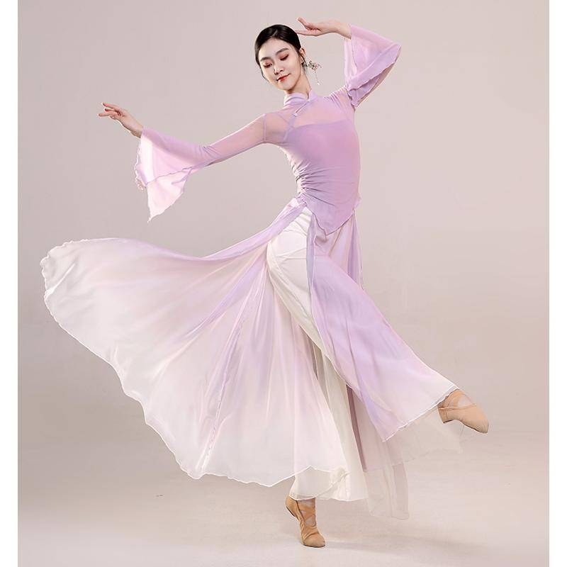 Classical dance clothing new elastic mesh tops, elegant yarn dress, practice clothes Chinese dance nation performance clothing