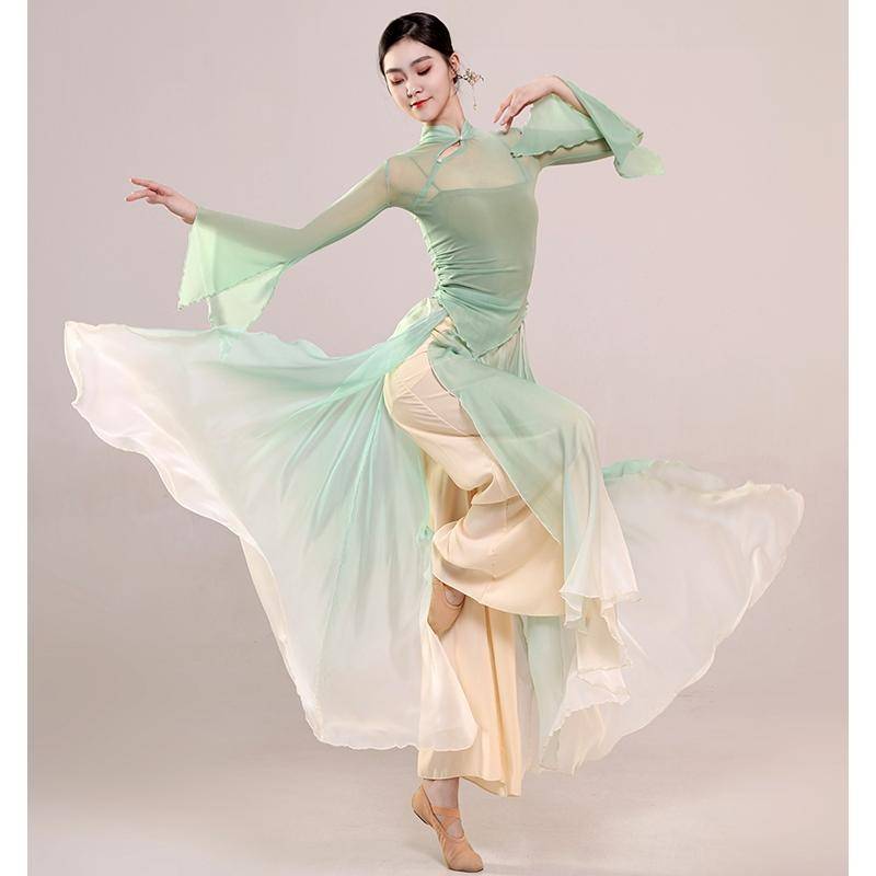 Classical dance clothing new elastic mesh tops, elegant yarn dress, practice clothes Chinese dance nation performance clothing