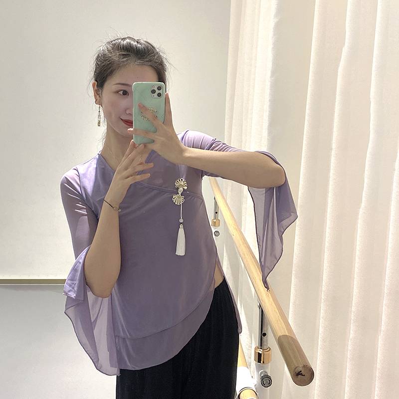 Classical dance clothing elegant practice service female body rhyme service Chinese dance national dance network gauze -shaped physical base training performance service