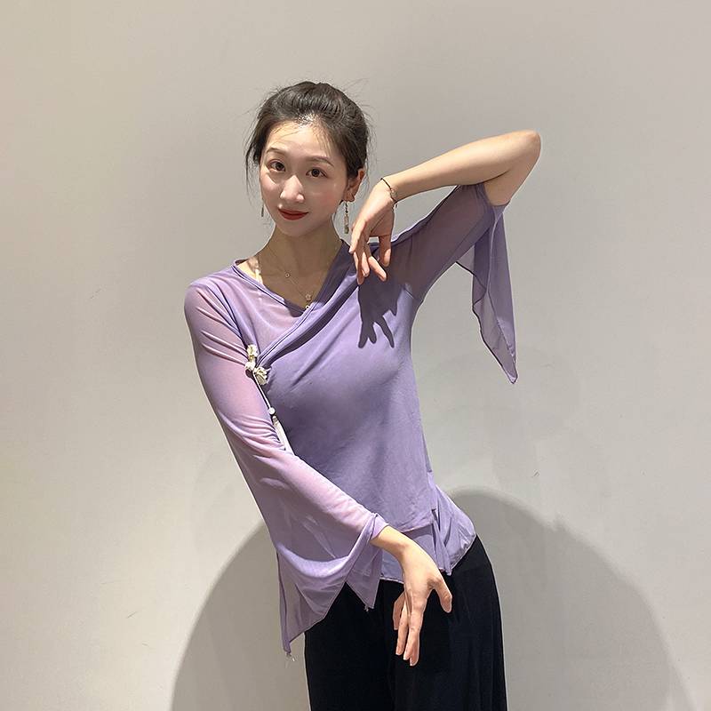 Classical dance clothing elegant practice service female body rhyme service Chinese dance national dance network gauze -shaped physical base training performance service