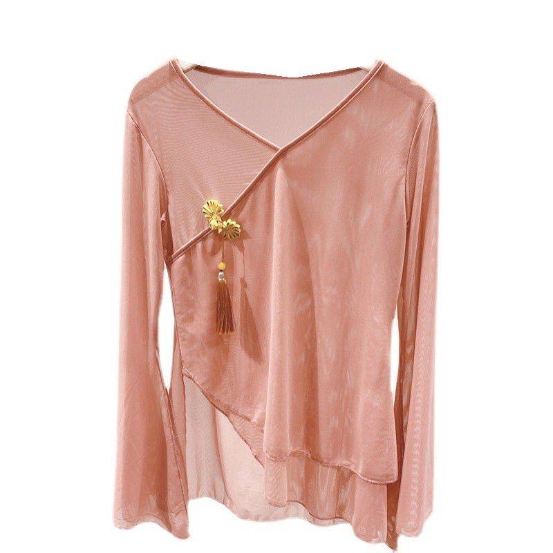 Classical dance clothing elegant practice service female body rhyme service Chinese dance national dance network gauze -shaped physical base training performance service