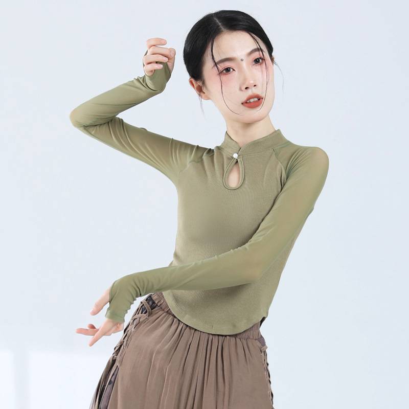 Classical dance service temperament slim gauze sleeve top Chinese style modern dance nation dance clothing practice service girl