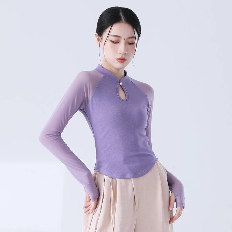 Classical dance service temperament slim gauze sleeve top Chinese style modern dance nation dance clothing practice service girl