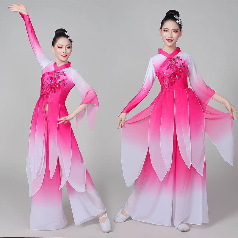 New adult classical dance performance jasmine blooms national dance clothing, elegant fan umbrella, Chinese wind kite