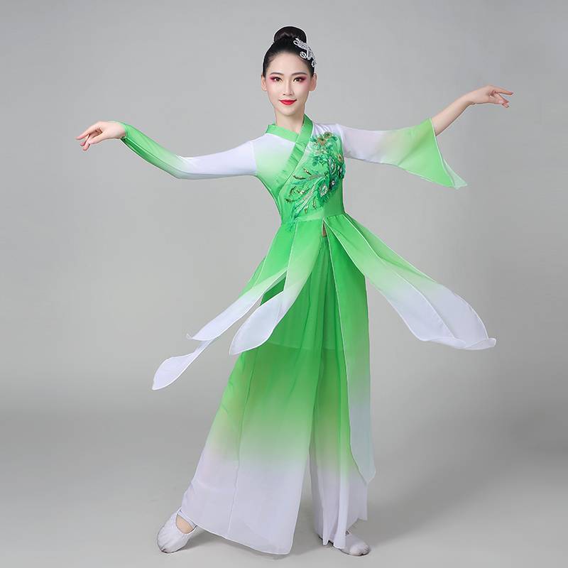 New adult classical dance performance jasmine blooms national dance clothing, elegant fan umbrella, Chinese wind kite