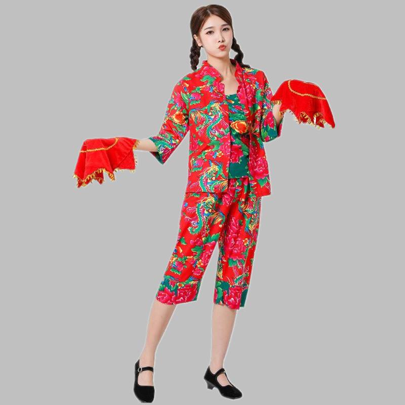 Northeast Dahuabu Middle -Elderly Yangge Service Two people turn to perform stage performances National style square dance performance service summer