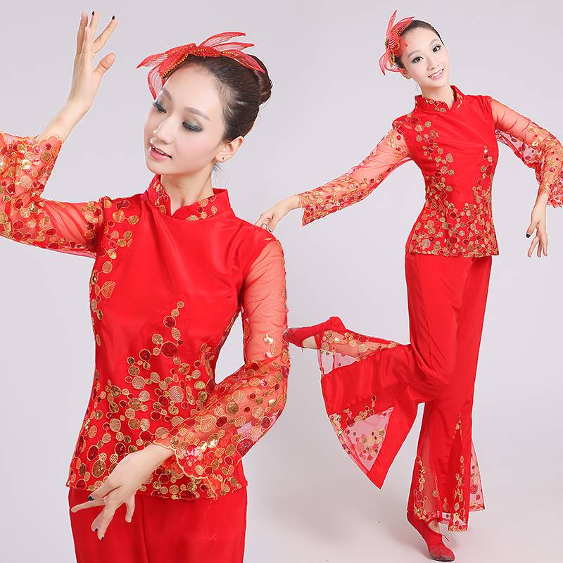 New Da Yangge Server Middle -aged and Elderly Fan Dance Drama Drama National Clothing Modern Plaza Dance Stage