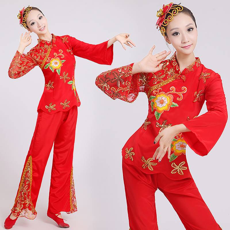 New Da Yangge Server Middle -aged and Elderly Fan Dance Drama Drama National Clothing Modern Plaza Dance Stage