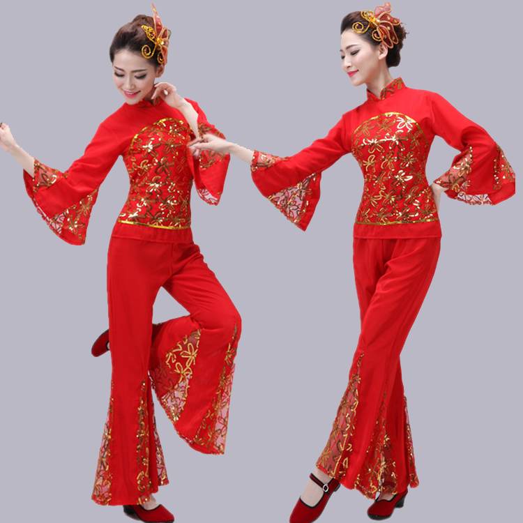 New Da Yangge Server Middle -aged and Elderly Fan Dance Drama Drama National Clothing Modern Plaza Dance Stage