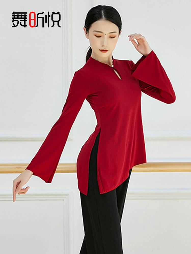 The new dance practice service Modal middle sleeve top classical dance body rhyme service female Chinese style national dance -shaped dress