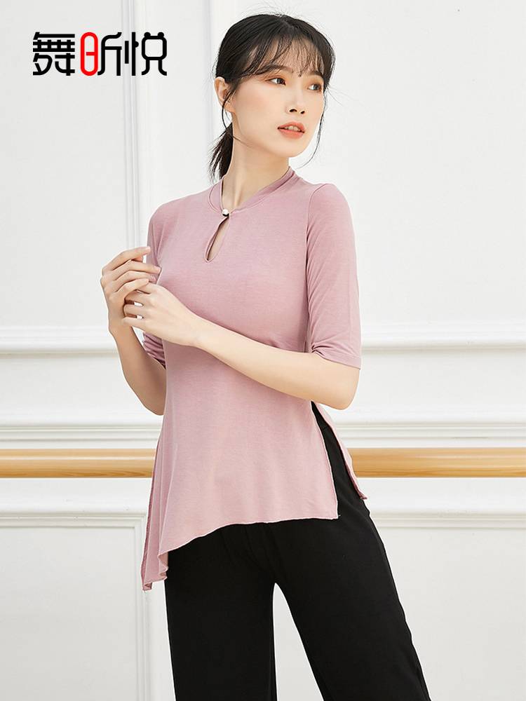 The new dance practice service Modal middle sleeve top classical dance body rhyme service female Chinese style national dance -shaped dress