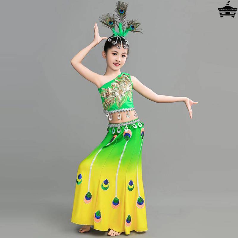 New children's Dai dance clothing performance service girl ethnic minority dance peacock dance performance children's fishtail skirt