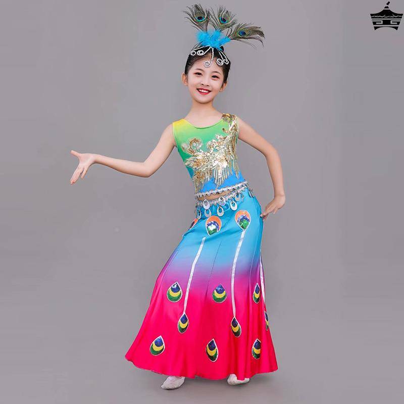 New children's Dai dance clothing performance service girl ethnic minority dance peacock dance performance children's fishtail skirt