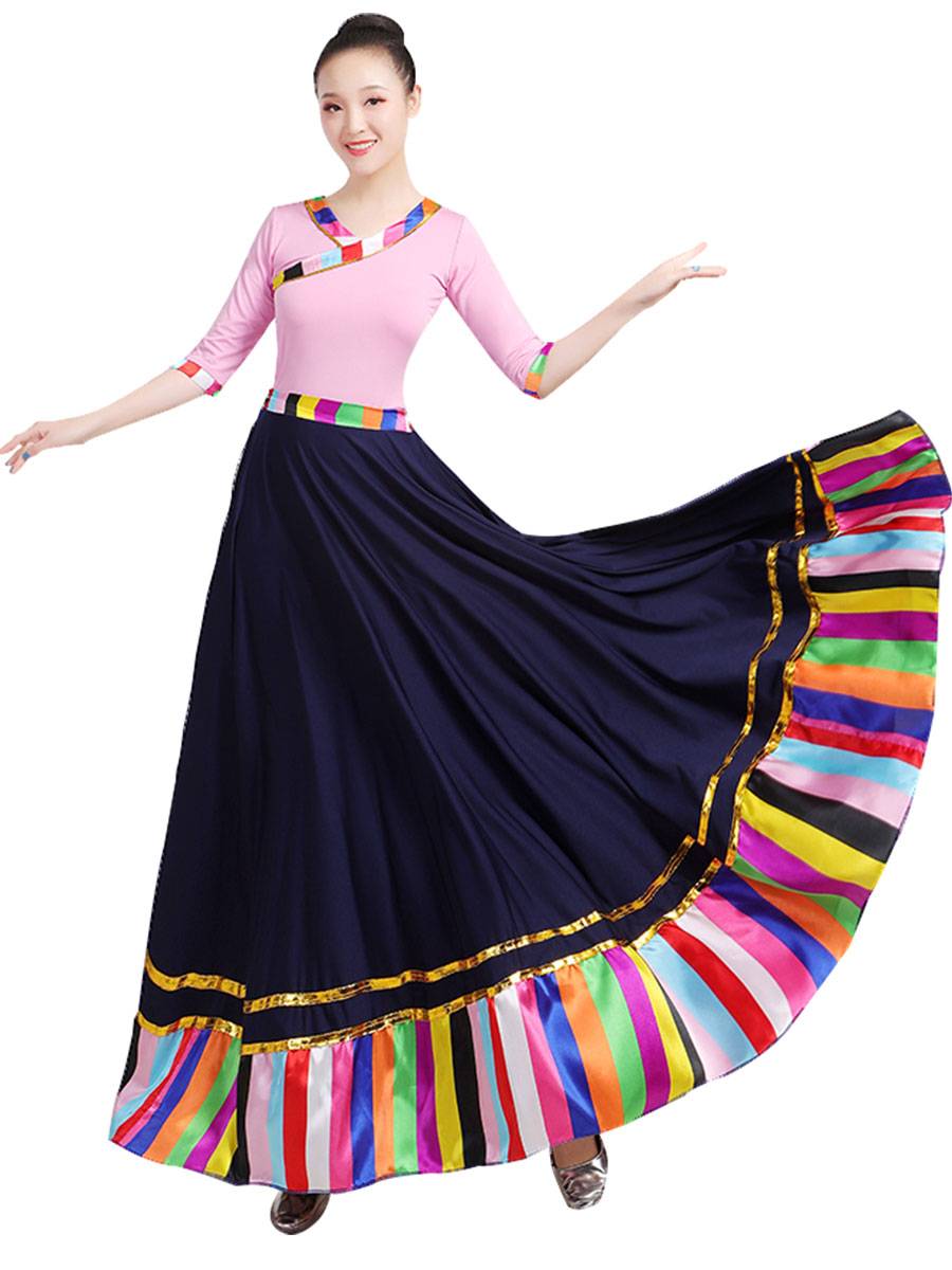 Large skirt dance service modern Tibetan skirt Tibetan eldest daughter practice top dance performance skirt