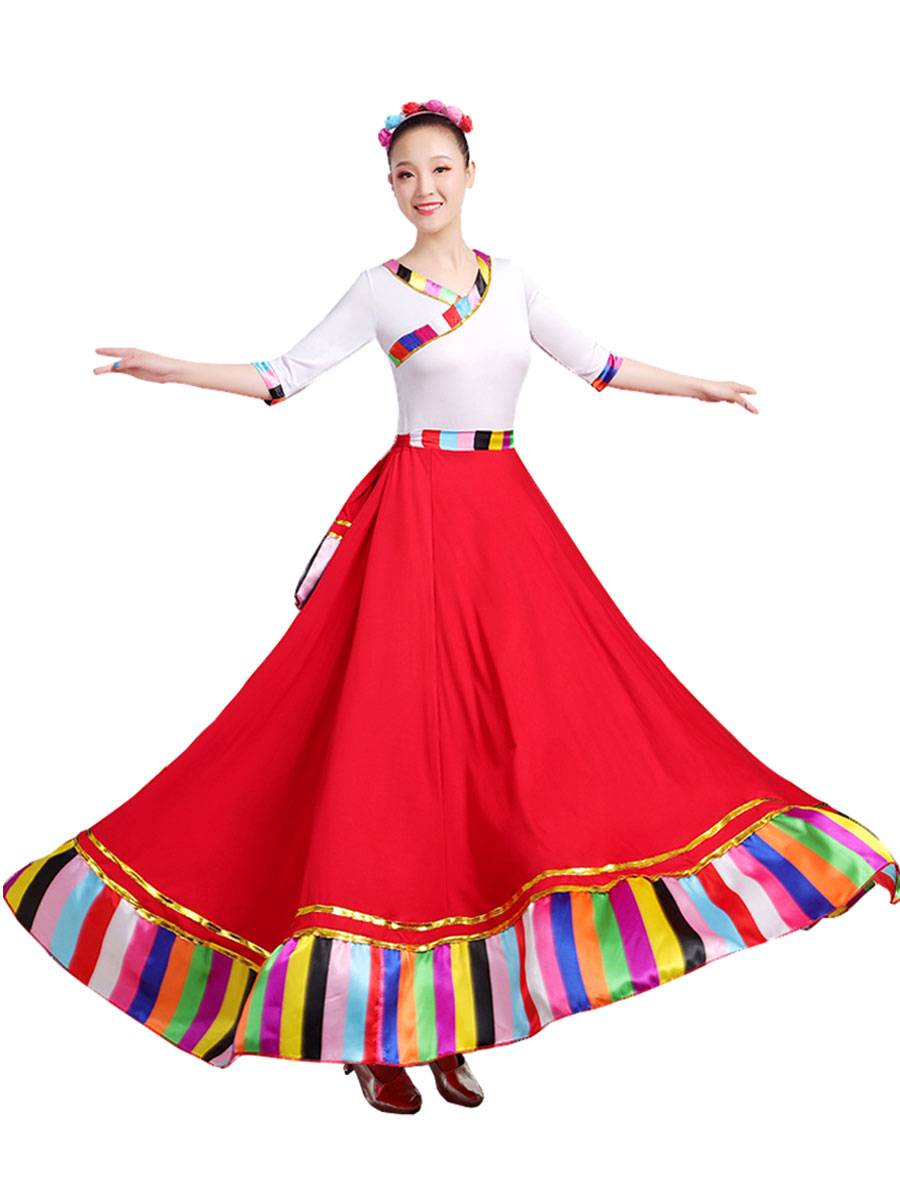 Large skirt dance service modern Tibetan skirt Tibetan eldest daughter practice top dance performance skirt