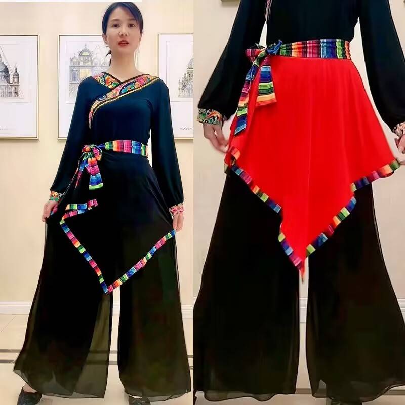 Performance dance with a piece of milk silk apron, Tibetan dance belt Tibetan female national square dance Tibetan style