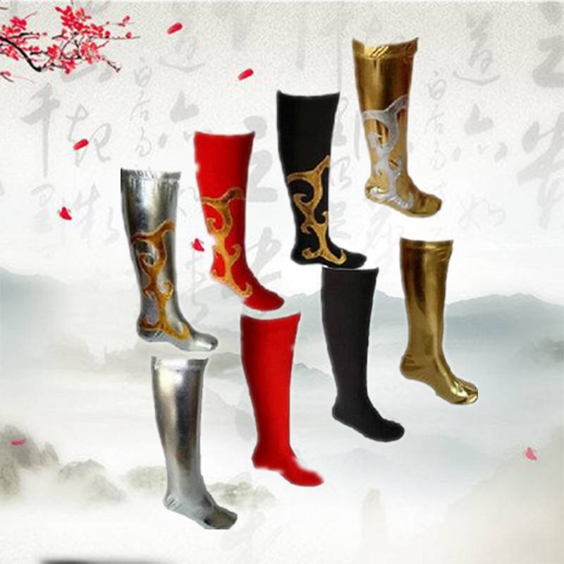 Adult dance shoe covers Mongolian Tibetan Tibetan boots sleeve national female soldiers' military uniform stage socks table performance service long tube red