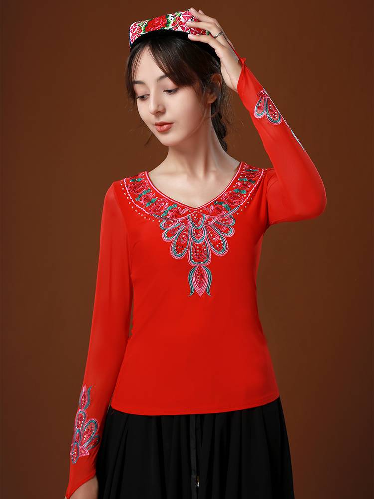 Xinjiang dance service stage performance practice service national style dance top, Weiwa U -e -Studios small shirt clothing