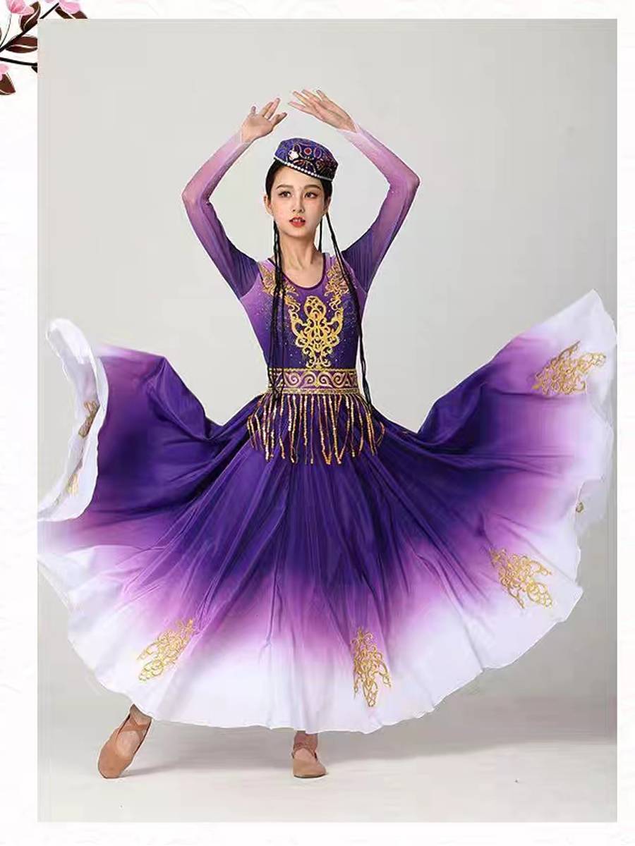 2022 New product Xinjiang Dance Services Weifu Big Big Skirt National Style Performance Sweet Dance Dance Start Performance Performance