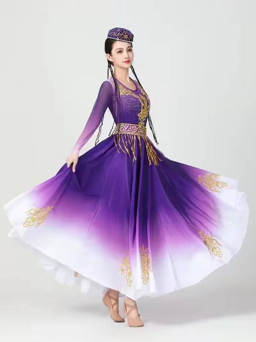 2022 New product Xinjiang Dance Services Weifu Big Big Skirt National Style Performance Sweet Dance Dance Start Performance Performance