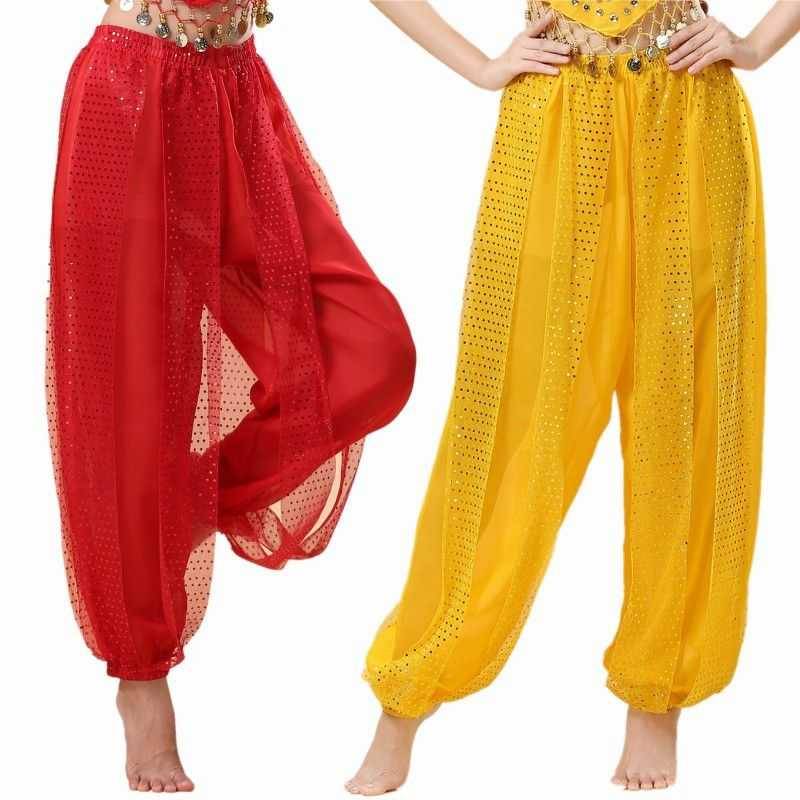 Indian dance performance shows the new adult dance of the nation dance, the adult belly dance chiffon practice clothing bright pants