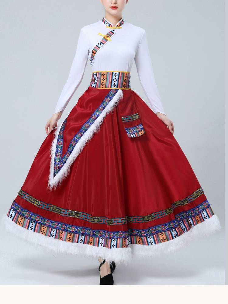 Tibetan dance costumes, semi-dressed women's quizzes for the National Fashion Clothes plaque
