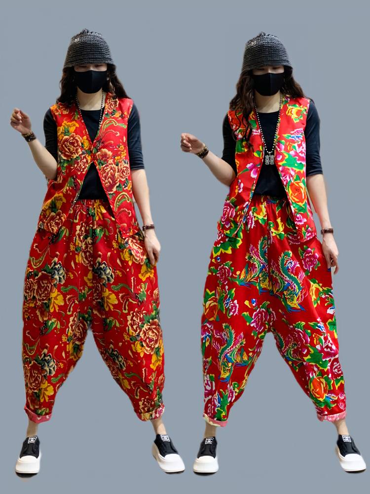 Northeast Great Flower Set Vesus Grandma Performing Grandma Twisting Yangge Plaza Dance Drums Douyin Douyin National Style