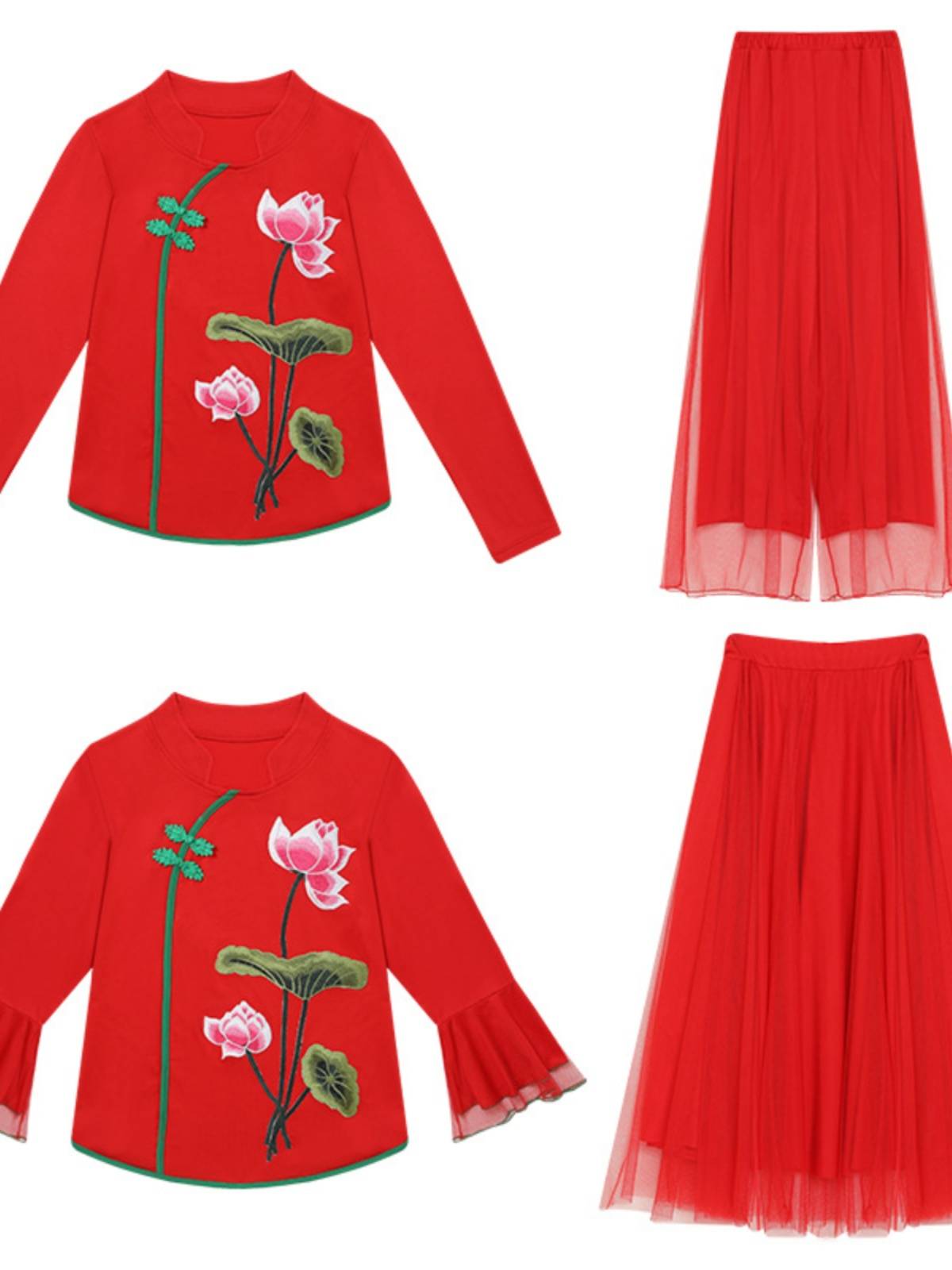National Wind Square dance dance clothing new horn sleeve dance clothing female Chinese style group competition table performance service