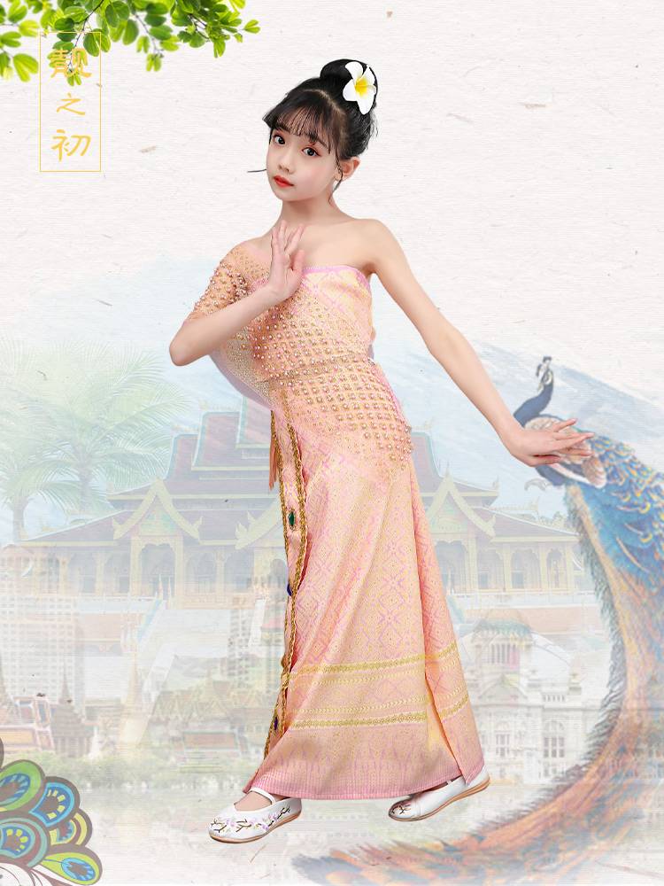 New Dai clothing Children's West Double Version Na Double Version Na Pour Water Festival Clothing Yunnan National Skirt and Dance Clothing Performance Clothing