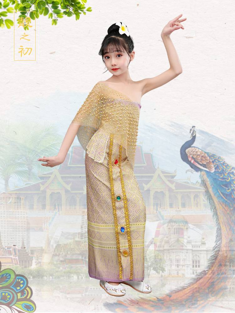 New Dai clothing Children's West Double Version Na Double Version Na Pour Water Festival Clothing Yunnan National Skirt and Dance Clothing Performance Clothing