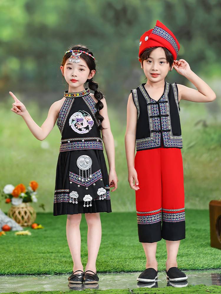 Children's Children's Mark Nationally Costume Miao Male Yao Yao Yi Yao Yi dance service Zhuang ethnic minority performance service