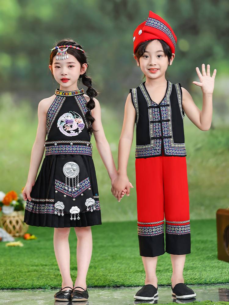 Children's Children's Mark Nationally Costume Miao Male Yao Yao Yi Yao Yi dance service Zhuang ethnic minority performance service