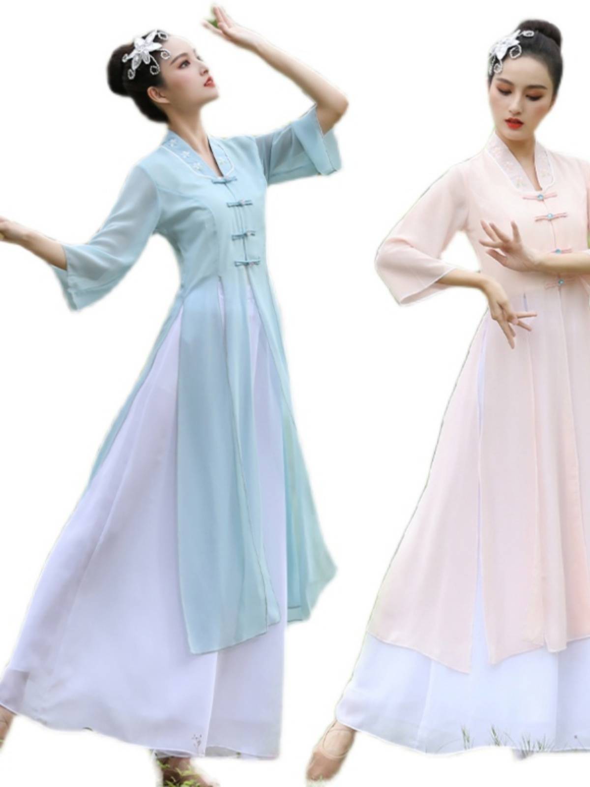 Classical dance clothing female elegant jasmine flower ethnic fan dance modern Chinese style dance art test exercise performance clothing