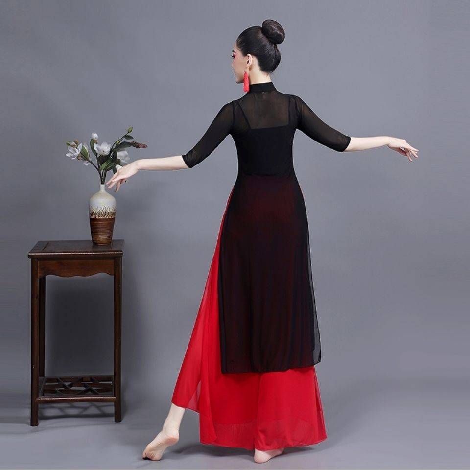 New Modern Dance Classical Dance Performance Services Dressing Gong Meiya Severe Server Chinese Celebrity Dance Cheongsam wide -leg pants