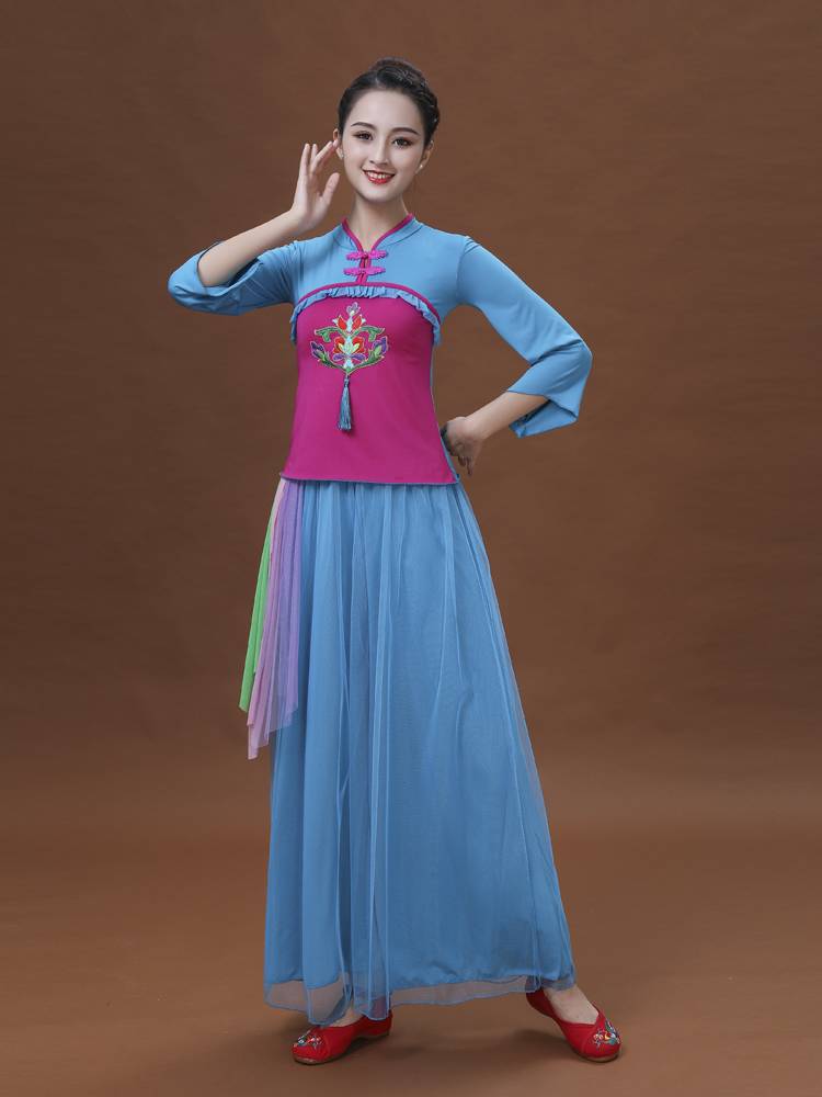 Classical dance clothing umbrella fan dance seedlings dance performance clothing Chinese style square dance clothing new elegant nation