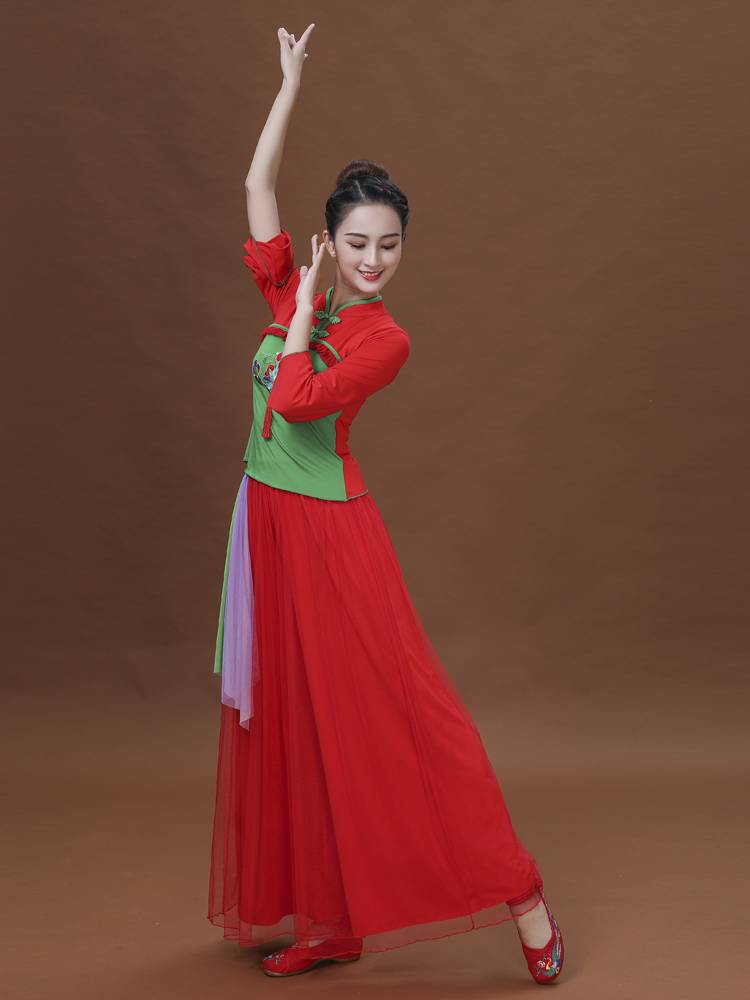 Classical dance clothing umbrella fan dance seedlings dance performance clothing Chinese style square dance clothing new elegant nation