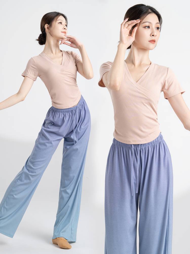 Shangmai's new modern dance -shaped training suit Chinese dance dance training service performed classical dance short -sleeved top women