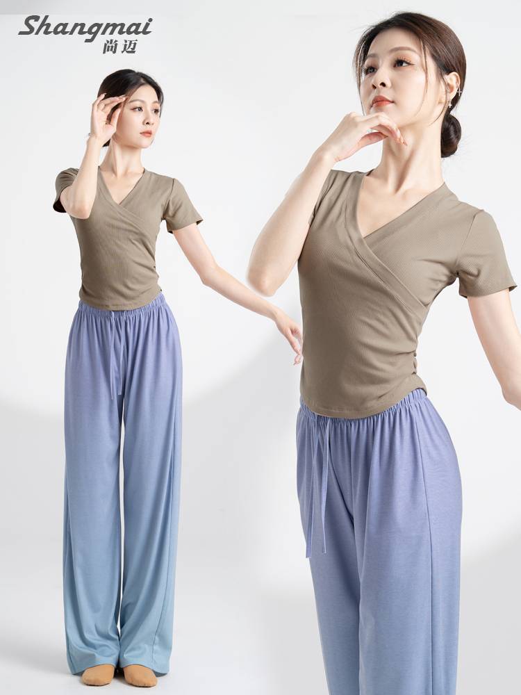 Shangmai's new modern dance -shaped training suit Chinese dance dance training service performed classical dance short -sleeved top women