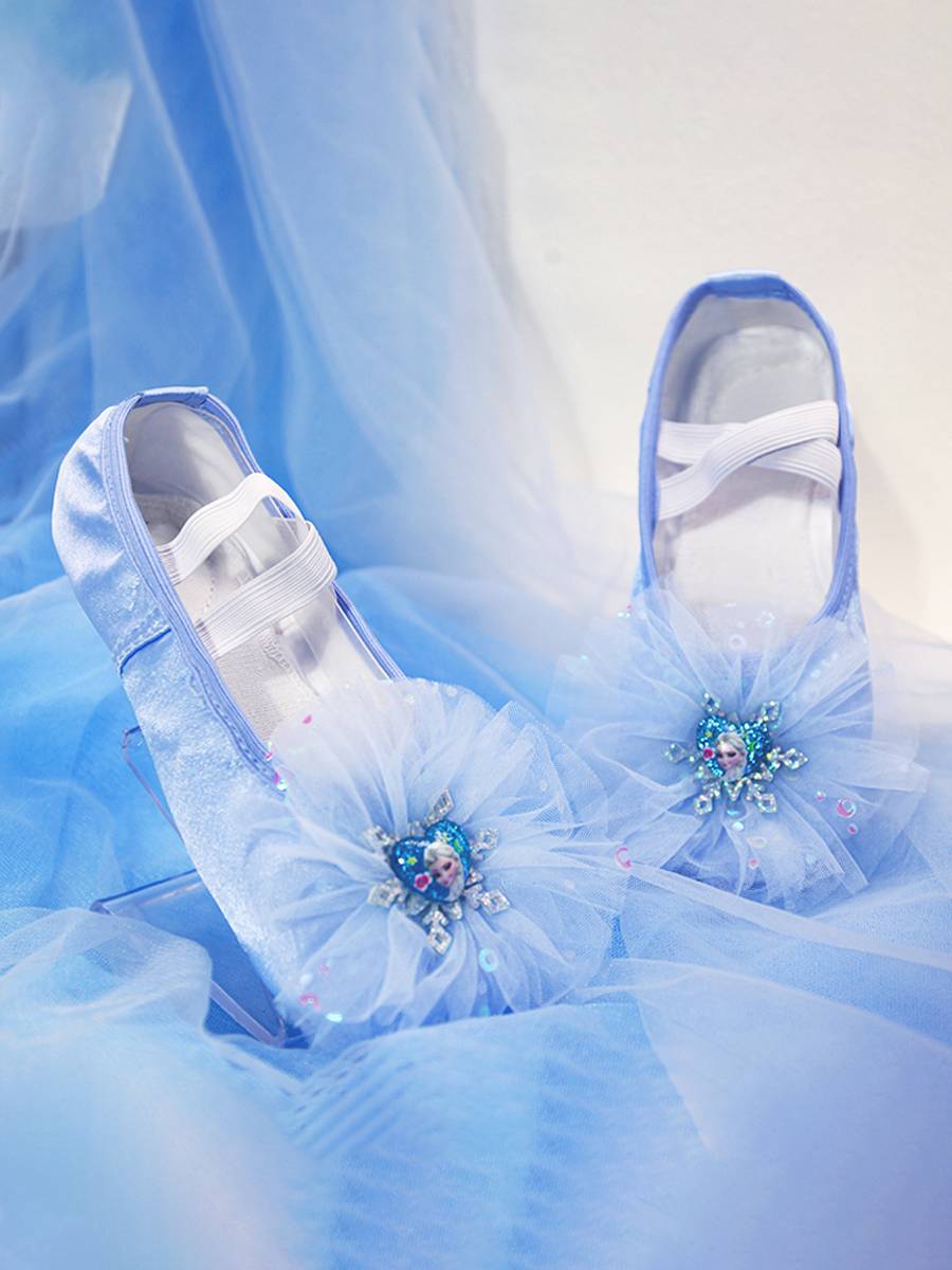 New Blue Children's Female Soft -bottomed Girls Dance Shoes Lace Princess Shoes Chinese National Dance Sports Shoes