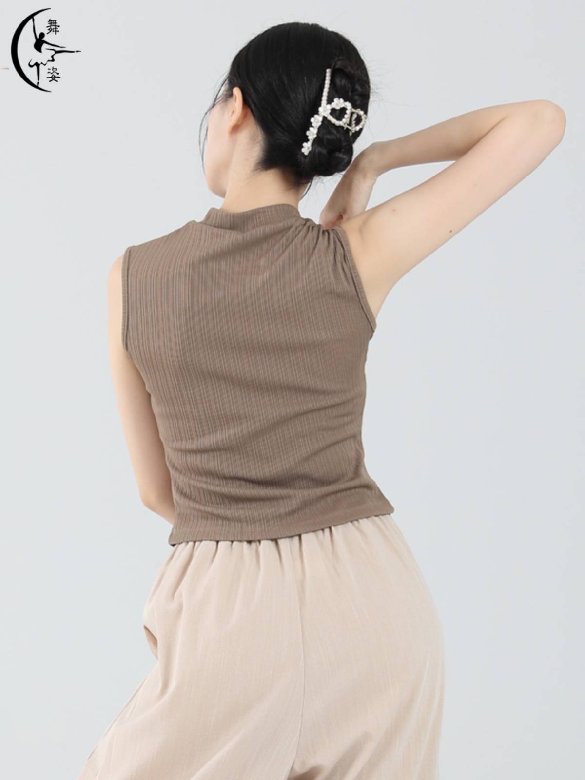 Chinese ancient style dance practice service female adult Chinese -style cheongsam collar sleeveless top Modern national dance dance clothes